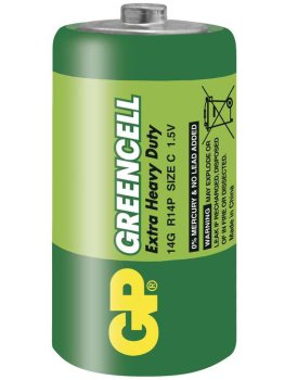 Baterie C GP Greencell, zinkochloridová – Baterie do erotických pomůcek, powerbanky