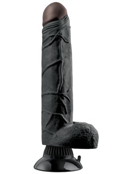 Realistický vibrátor s varlaty Deluxe No. 7 - černý (23 cm) – Realistické vibrátory