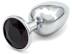Kovový anální kolík se šperkem, černý – Anální kolíky se šperkem