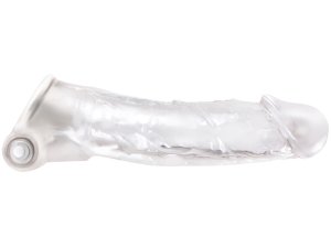 Vibrační návlek na penis MANACONDA - transparentní – Prodlužovací návleky na penis