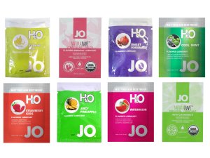 Degustační balíček lubrikačních gelů System JO - mix příchutí – Lubrikační gely s příchutí (na orální sex)