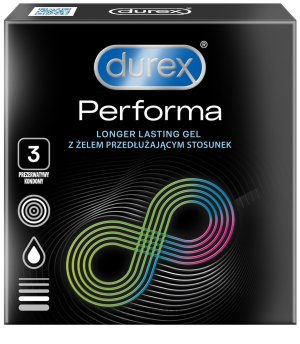 Kondomy pro oddálení ejakulace Durex Performa, 3 ks – Znecitlivující kondomy na oddálení ejakulace