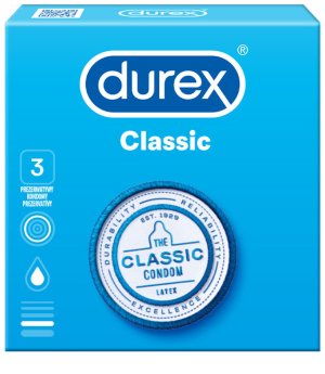 Kondomy Durex Classic, 3 ks – Klasické kondomy