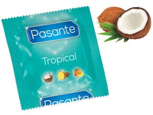 Kondom Pasante Tropical Coconut - kokos, 1 ks – Kondomy s příchutí