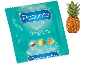 Kondom Pasante Tropical Pineapple - ananas, 1 ks – Kondomy s příchutí