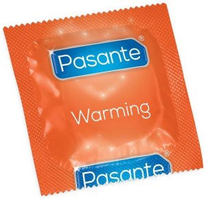 Hřejivý a vroubkovaný kondom Pasante Warming, 1 ks – Kondomy s hřejivým a chladivým efektem