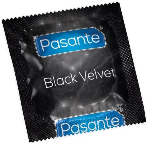 Širší kondom Pasante Black velvet - černý, 1 ks