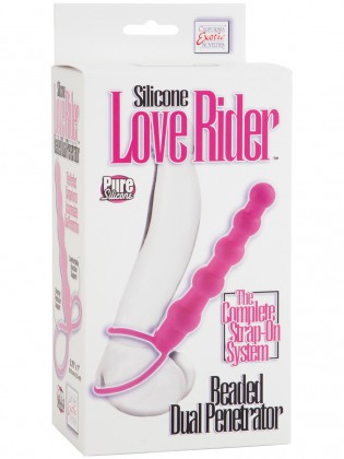 Kuličkový strap-on pro dvojitý průnik Love Rider, růžový