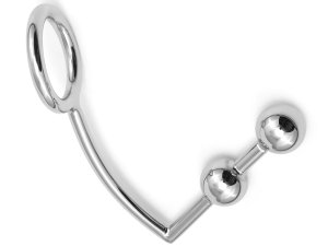 Anální hák se dvěma kuličkami a kroužkem na penis/varlata – Anální háky a anal locky