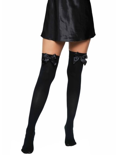 Punčochy se saténovou mašlí, neprůhledné