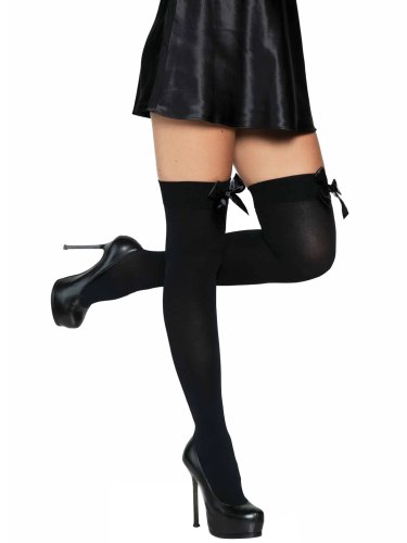 Punčochy se saténovou mašlí, neprůhledné