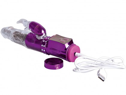 Nabíjecí rotační perlový vibrátor s králíčkem Diamond Affairs USB