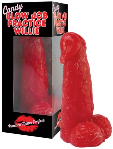 Jahodové "lízátko" Willie ve tvaru penisu - pro trénink orálního sexu