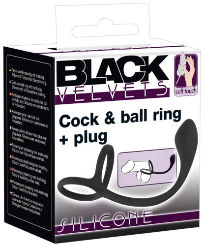 Stimulátor prostaty s kroužky na penis a varlata Black Velvets