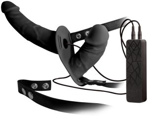 Dvojitý vibrační strap-on Double Thruster – Vibrační připínáky pro partnerské hrátky