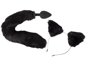 Pet Play Kit - anální kolík s ocáskem a čelenka s ušima – Anální kolíky s ocáskem