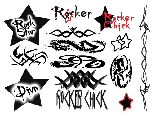 Sada erotických dočasných tetování Rocker Chick