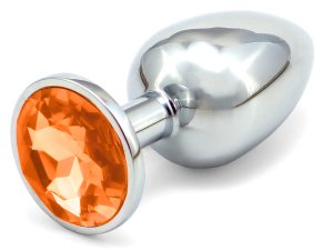 Anální kolík se šperkem, oranžový - MALÝ – Anální kolíky se šperkem
