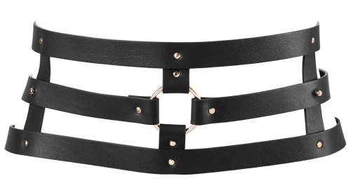 Řemínkový opasek s pouty a vodítkem MAZE Wide Belt and Restrainst, černý