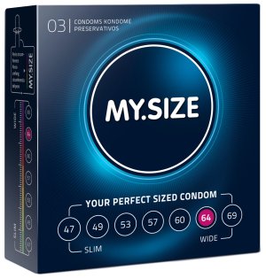 Kondomy MY.SIZE 64 mm, 3 ks – XL a XXL kondomy pro velké penisy