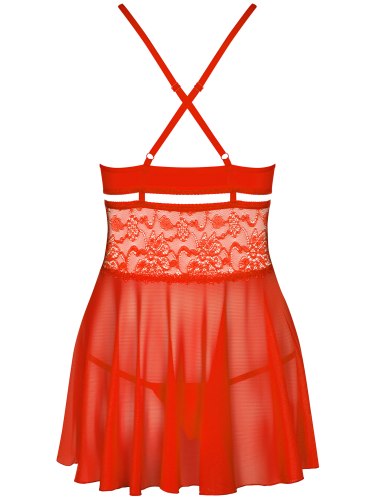 Průsvitný babydoll s krajkou + tanga Obsessive