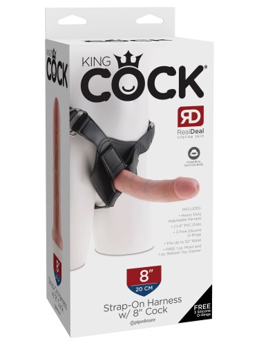Realistické dildo King Cock 8" + postroj Heavy-Duty
