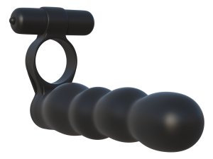 Vibrační erekční kroužek s tvarovatelným dildem Fantasy C-Ringz – Strapony s postrojem