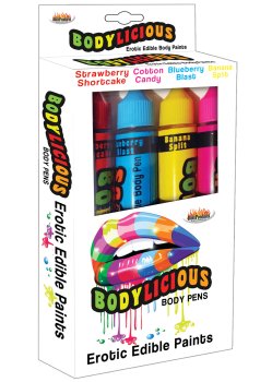 Slíbatelný bodypainting Bodylicious Body Pens, 4 příchutě – Bodypainting (malování na tělo)