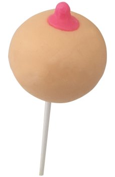 Jahodové lízátko ve tvaru prsa Boobie Pops – Erotické sladkosti