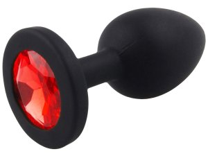 Silikonový anální kolík se šperkem, červený – Anální kolíky se šperkem