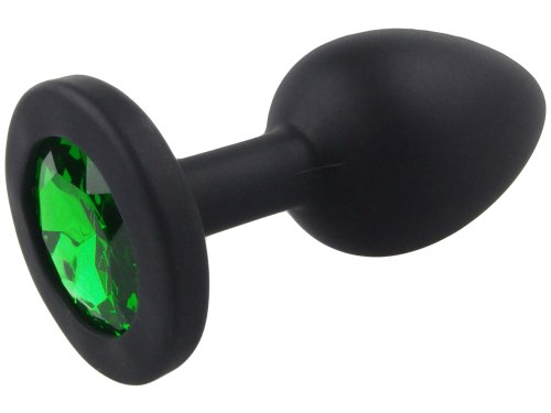 Silikonový anální kolík se šperkem, tmavě zelený