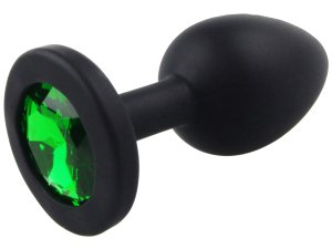 Silikonový anální kolík se šperkem, tmavě zelený – Anální kolíky se šperkem