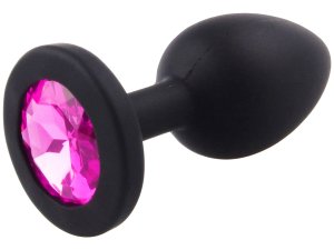 Silikonový anální kolík se šperkem, tmavě růžový – Anální kolíky se šperkem