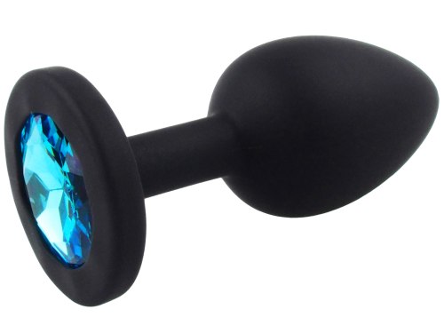 Silikonový anální kolík se šperkem, světle modrý