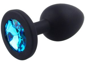 Silikonový anální kolík se šperkem, světle modrý – Anální kolíky se šperkem