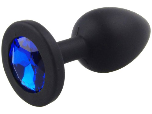 Silikonový anální kolík se šperkem, tmavě modrý