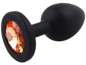 Silikonový anální kolík se šperkem, oranžový – Anální kolíky se šperkem
