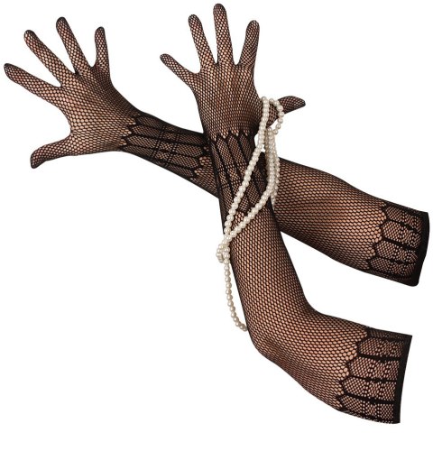 Extra dlouhé vzorované síťované rukavice