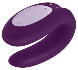 Párový vibrátor Satisfyer Double Joy, fialový – ovládaný mobilem – Párové vibrátory