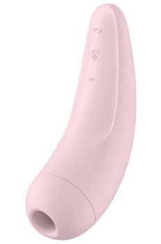 Nabíjecí stimulátor klitorisu Satisfyer Curvy 2+, růžový – ovládaný mobilem – Bezdotyková stimulace klitorisu