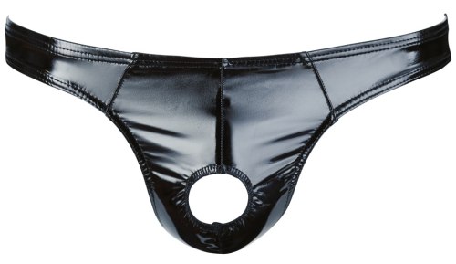 Lakované slipy s otvorem pro penis a varlata Black Level