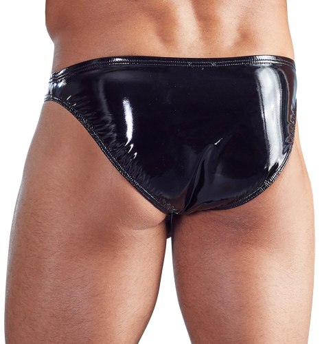 Lakované slipy s otvorem pro penis a varlata Black Level