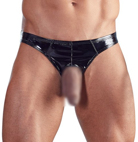 Lakované slipy s otvorem pro penis a varlata Black Level