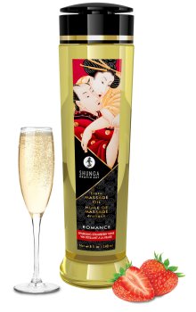 Masážní olej Shunga ROMANCE Sparkling Strawberry Wine – Masážní oleje