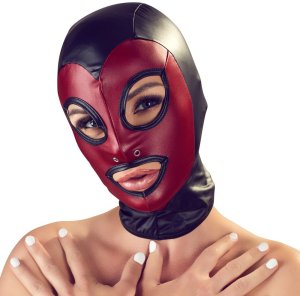 Červeno-černá maska na hlavu Bad Kitty – Erotické masky na hlavu