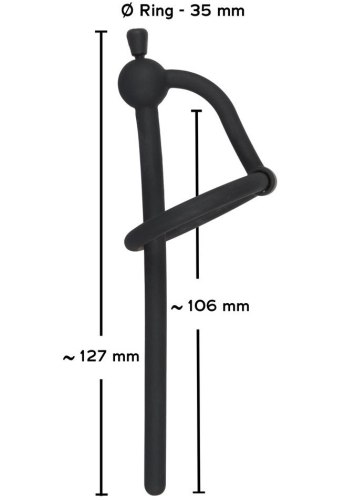 Silikonový dilatátor s kroužkem za žalud a zátkou Piss Play (dutý), 6 mm