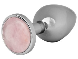 Kovový anální kolík s růženínem Rose Quartz Butt Plug – Anální kolíky se šperkem