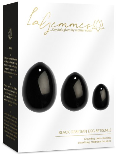 Sada yoni vajíček z obsidiánu Black Obsidian Egg (S, M a L)