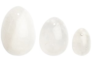 Sada yoni vajíček z křišťálu Clear Quartz Egg (S, M a L) – Yoni vajíčka