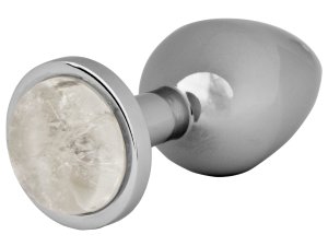 Kovový anální kolík s křišťálem Clear Quartz Butt Plug – Anální kolíky se šperkem